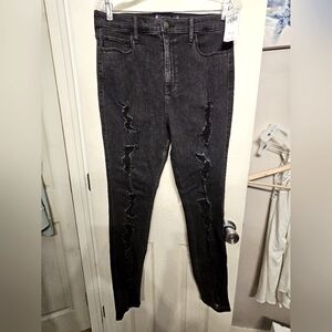 Hollister ultra high rise super skinny black distressed jeans sz 13 NEW